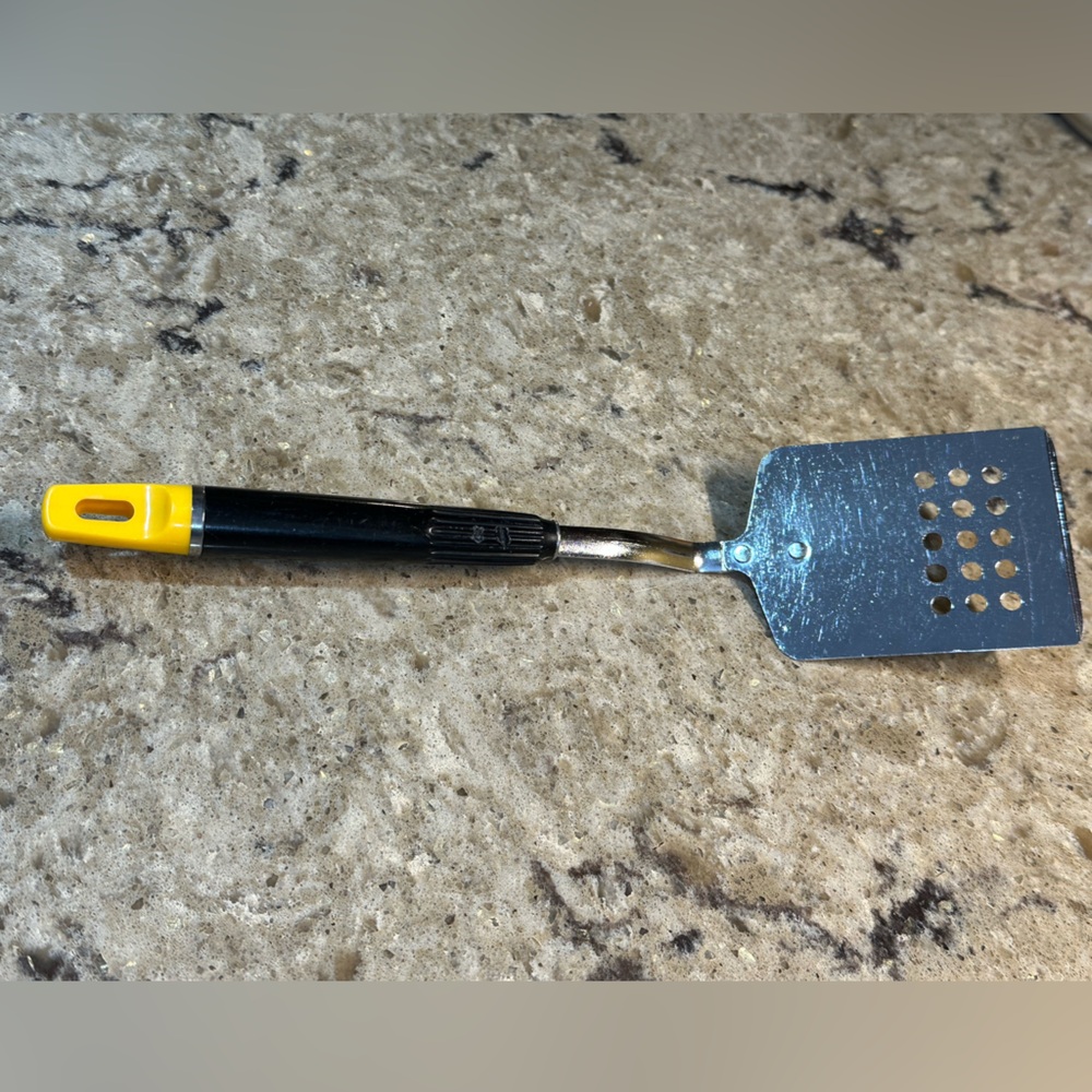 Top Drawer Stainless Steel Slotted spatula with Black and Yellow Handle